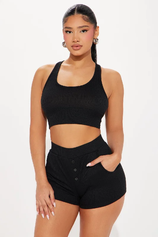 Choosing Comfort Ribbed PJ Short Set - Black