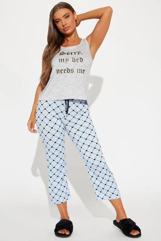 My Bed Needs Me PJ Pant Set - Heather Grey