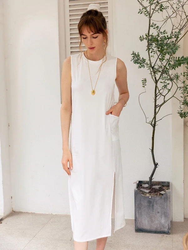 Side Split Cotton Tank Dress