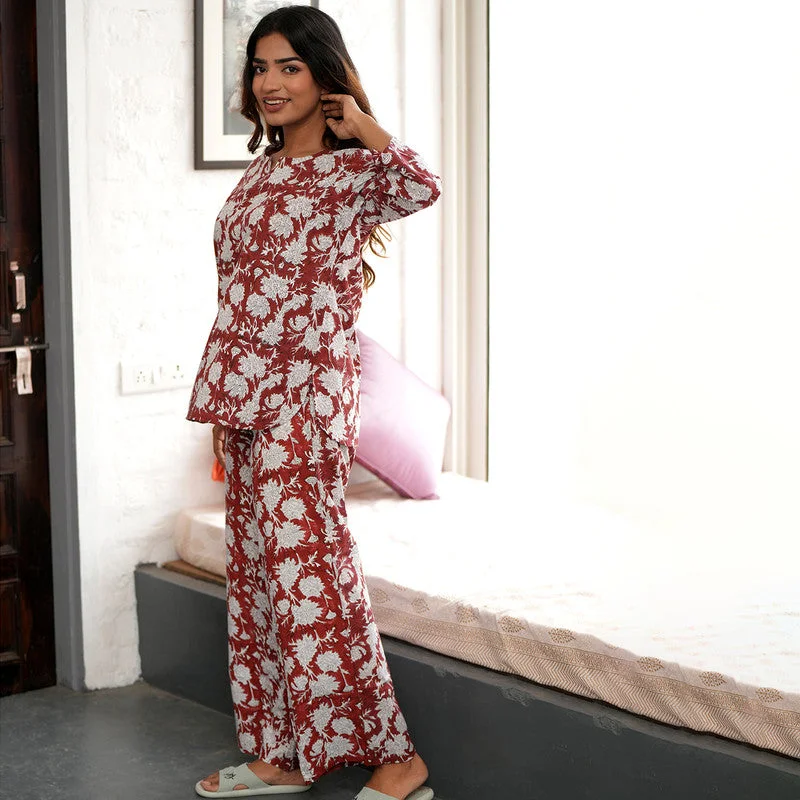 sootisyahi-cotton-night-suit-for-women-floral-handblock-print-burgundy-sslw028l-xs-301023