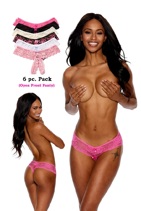 6 Pack Crotchless Lace Panties