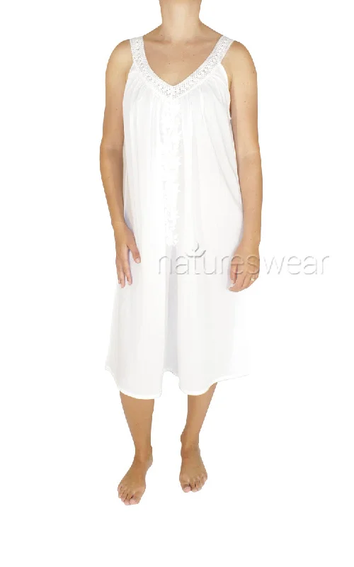 French Country 100% Cotton Nightgown Sleeveless in White FCW192V