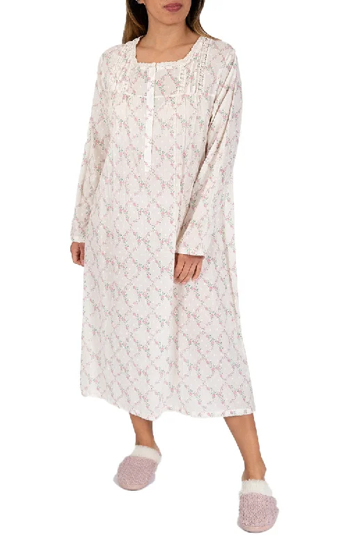 French Country 100% Cotton Nightgown with Long Sleeve in Pink FCS320 SALE