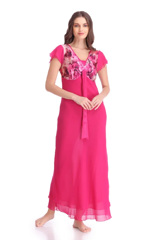 Hop Pink double chiffon Nighty