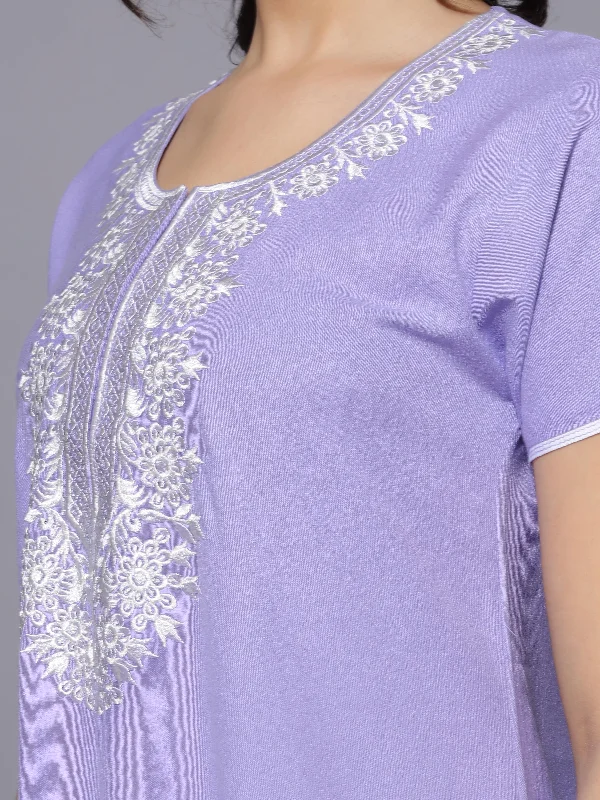 Aesthetic Embroidery Pastel Lavender Nightgown