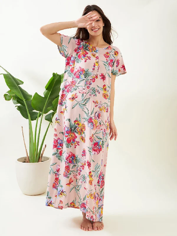 Peach Floral Bloom Nightdress