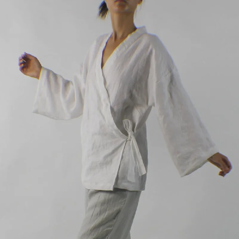 Linen Kimono Wrap Top