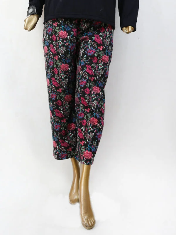 Ladies Casual Trouser Design Red Floral