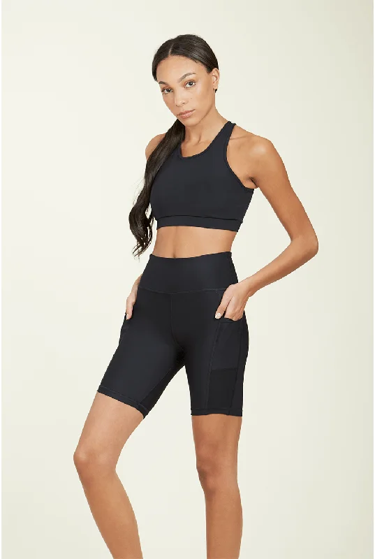 ALAMAE Women's Over-Time Recycled Poly Biker Shorts in Black