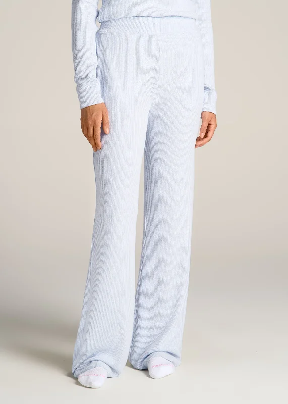 Women's Ribbed Flare Extra-Long Lounge Pants in Bluebird Mix