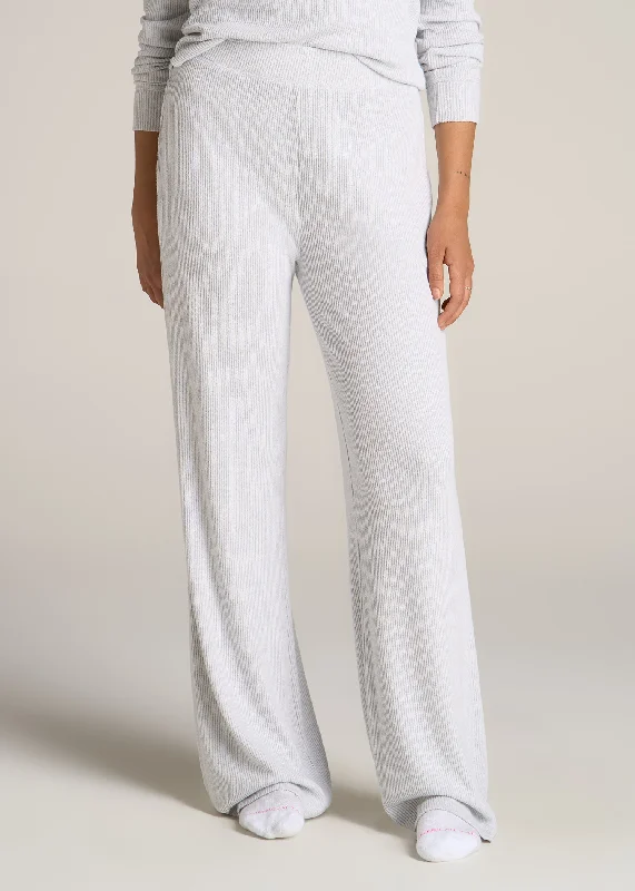 Women's Ribbed Flare Extra-Long Lounge Pants in Fog Grey Mix