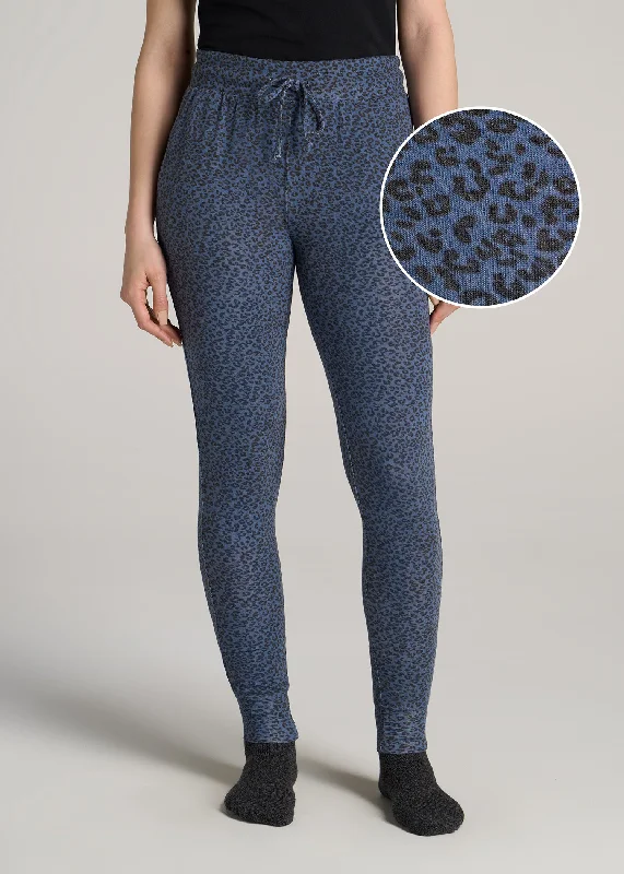 Cozy Lounge Joggers for Tall Women in Navy Leopard