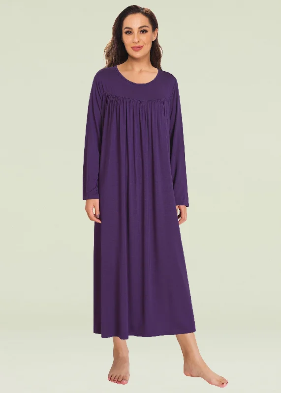 Women's Soft Bamboo Viscose Long Sleeves Nightgown