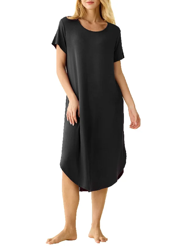 Women's Soft Bamboo Viscose Short Sleeves Long Nightgown