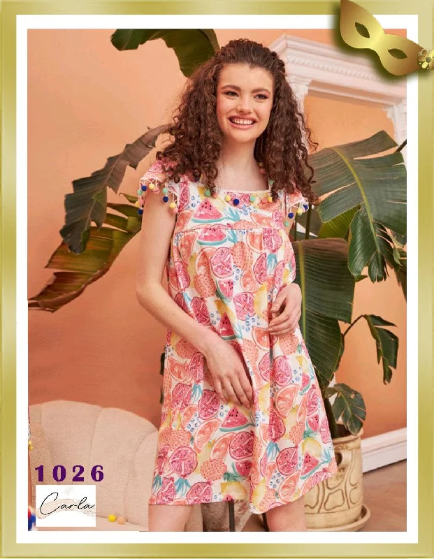 Short Cotton Printed Nightgown 1026