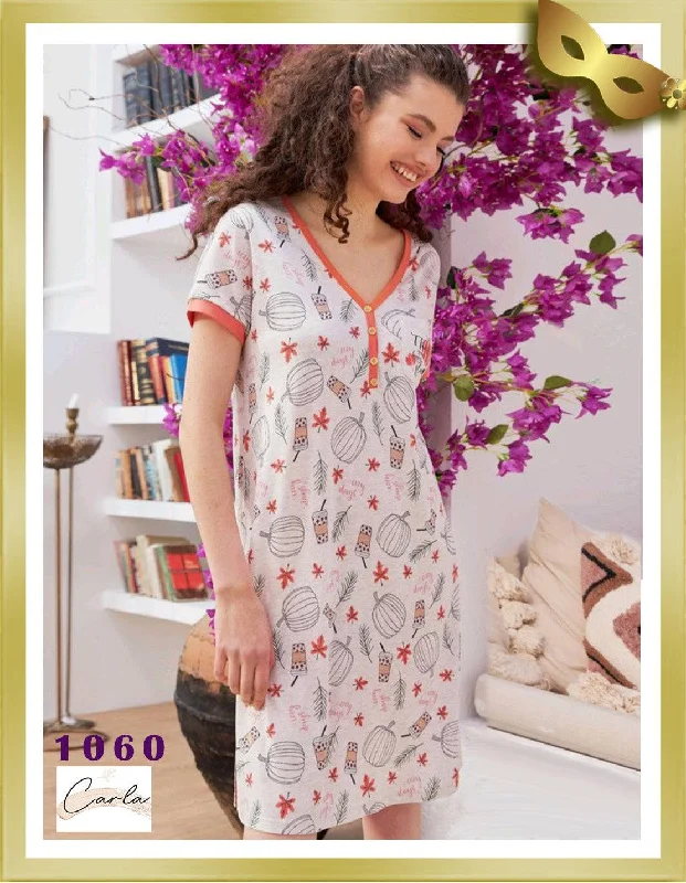 Short Cotton Printed Nightgown 1060