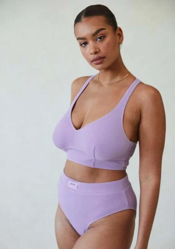 Elle Ribbed Knit Boyfriend Brief | Lilac