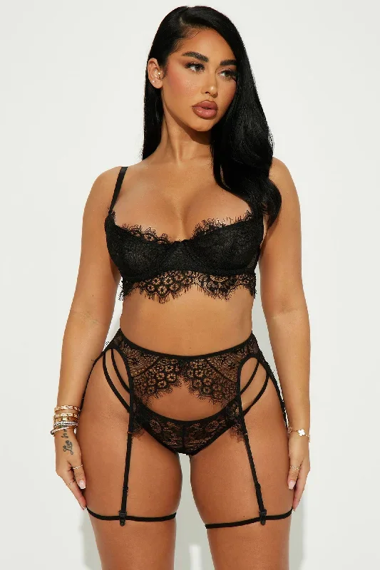 Got It Like That 3 Piece Garter Set - Black