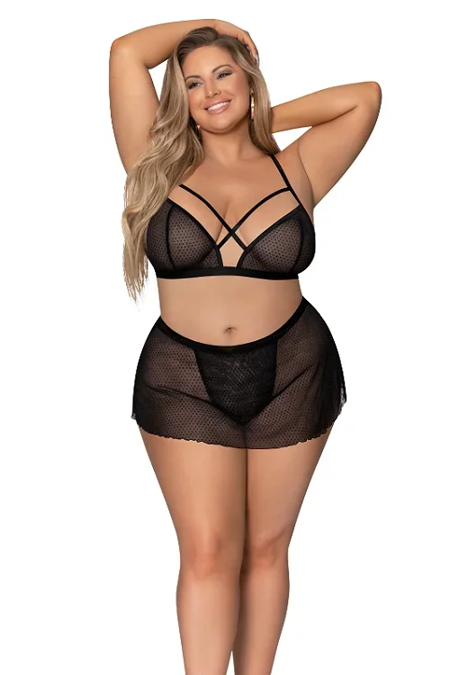 Hint Of Booty- Plus Size Bralette & Cheeky Skirt Set