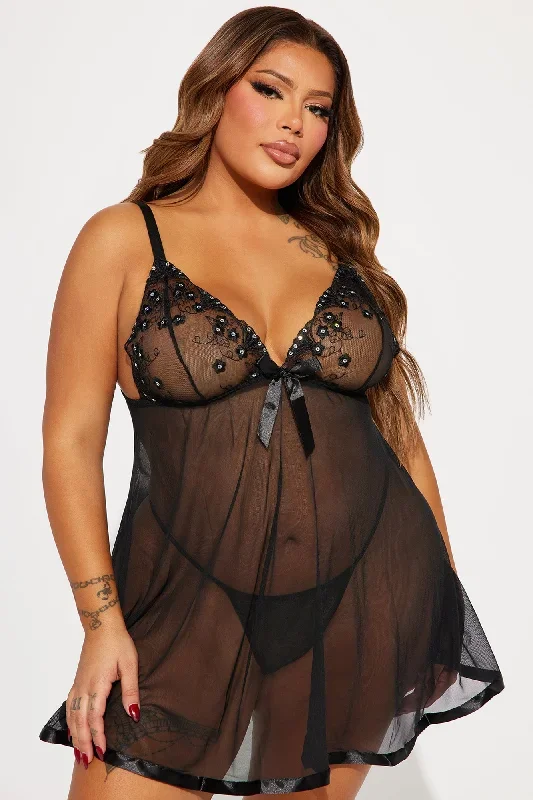 In For A Treat Mesh Babydoll - Black