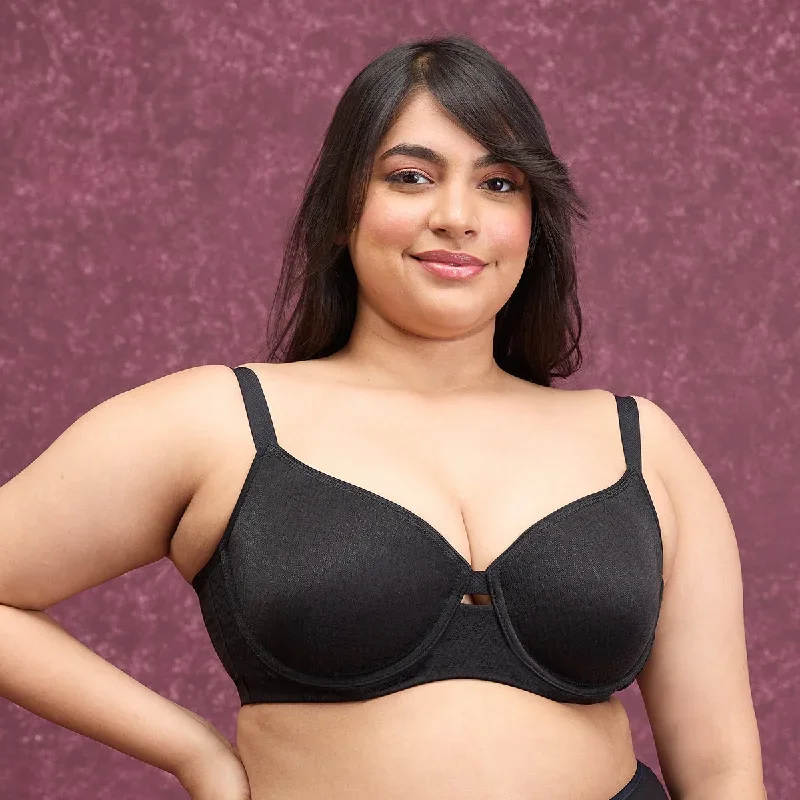 Luxe Jacquard Minimiser Bra - Black NYB231