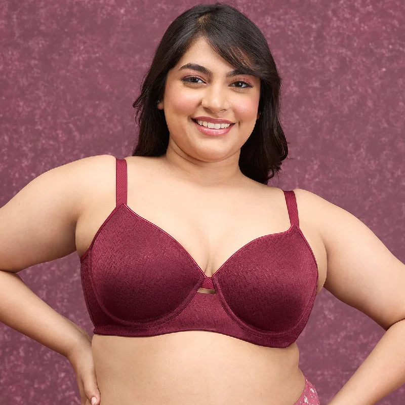 Luxe Jacquard Minimiser Bra - Maroon NYB231