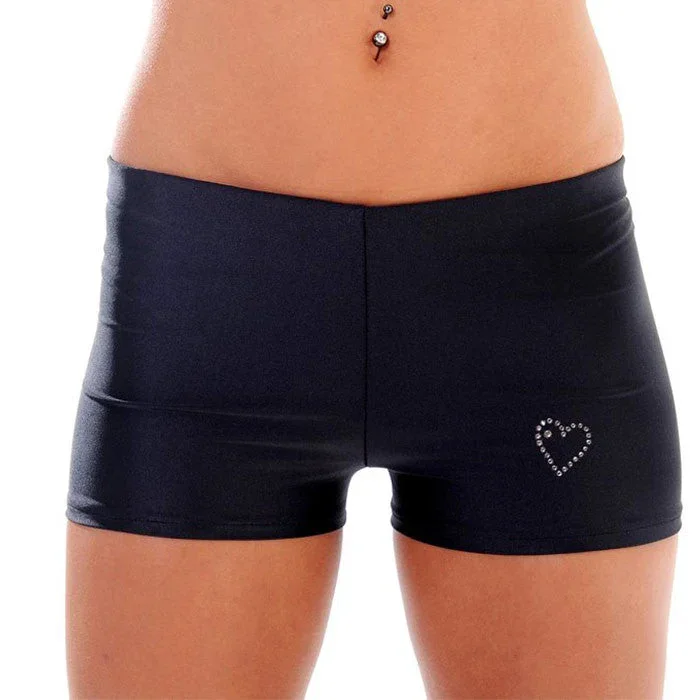 Lycra Hotpants with Diamante Detail - Black