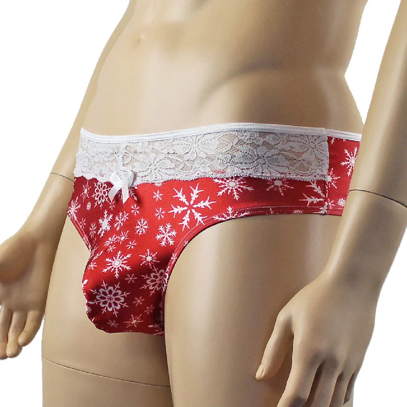 mens-snowflake-print-spandex-high-cut-thong-red-and-white