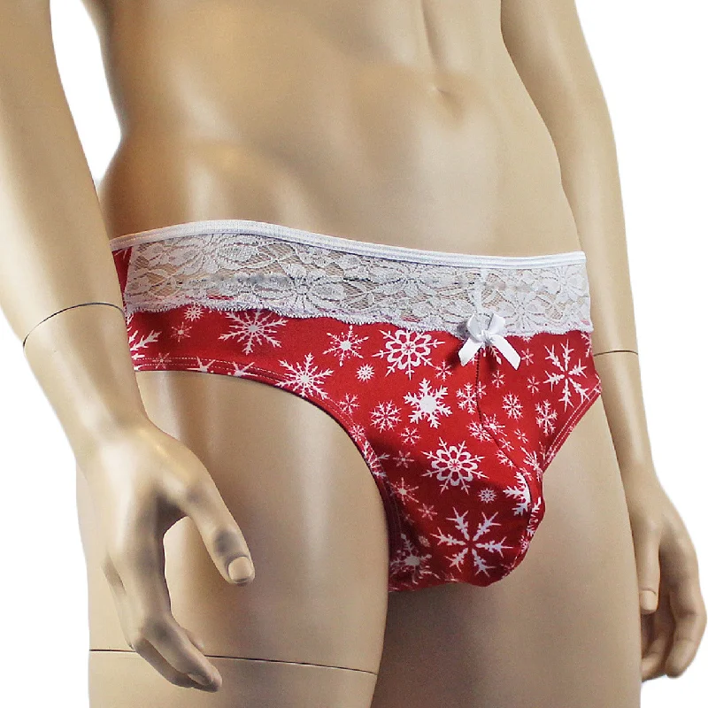 mens-snowflake-print-spandex-high-cut-thong-red-and-white