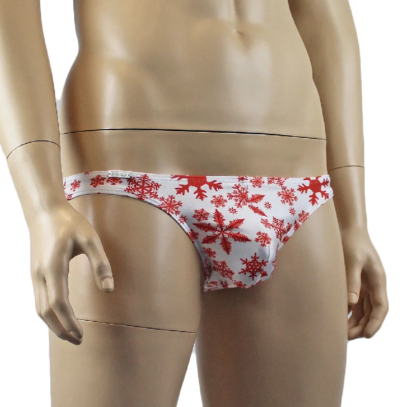 mens-snowflake-print-spandex-low-cut-brief-with-sexy-back-white-and-red