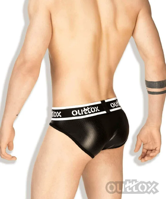 Outtox Maskulo Brief Regular Rear Briefs Slip Leather Look Black BR142-90 3