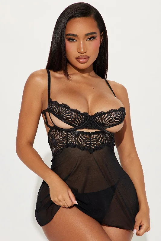 Sneak A Peek Babydoll - Black